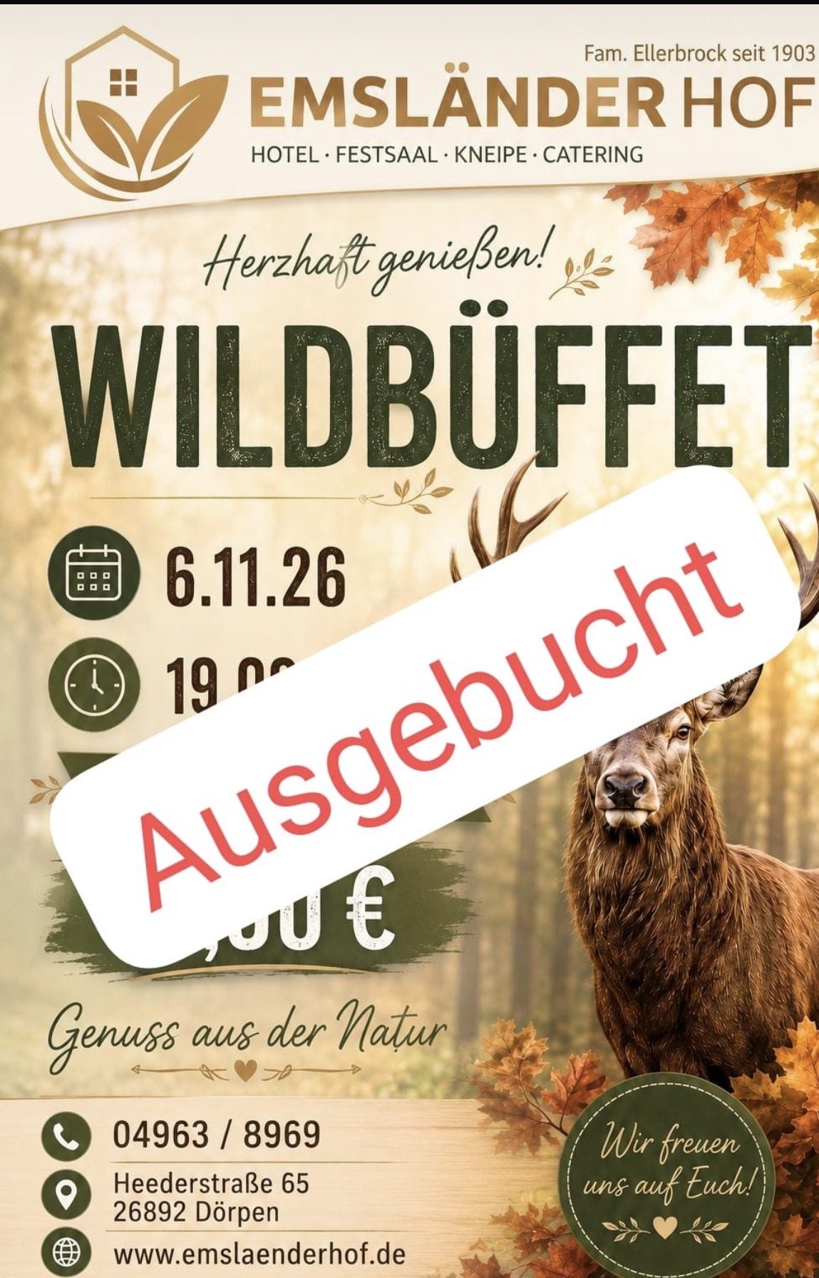 Werbung für ein Wildbüffet